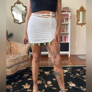 FBC Lace Tie Leafy Mini Skirt